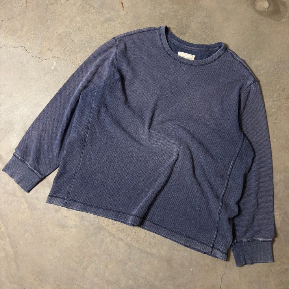 Eddie Bauer Thermal Shirt Mens XXL Blue Waffle Knit Heritage Long Sleeve